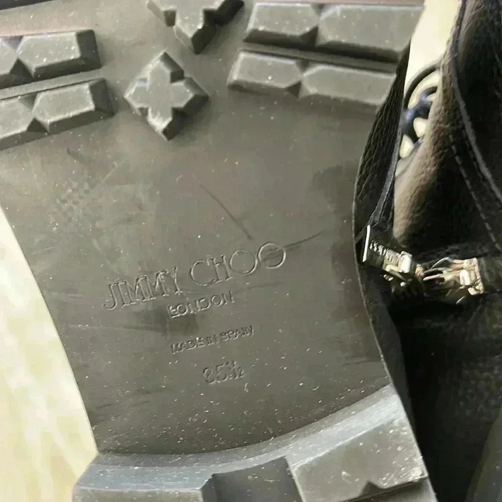 Jimmy Choo Black Side Zip Biker Boot sz 35.5 - Picture 8 of 11